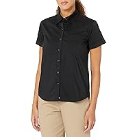 Dickies Women's Stretch Poplin Button-up Short Sleeve Shirt