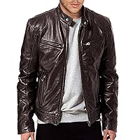Men's Faux Leather Jacket Stand Collar Zipper Biker Motorcycle Jacket Windbreaker Softshell Coat Big Tall Jackets