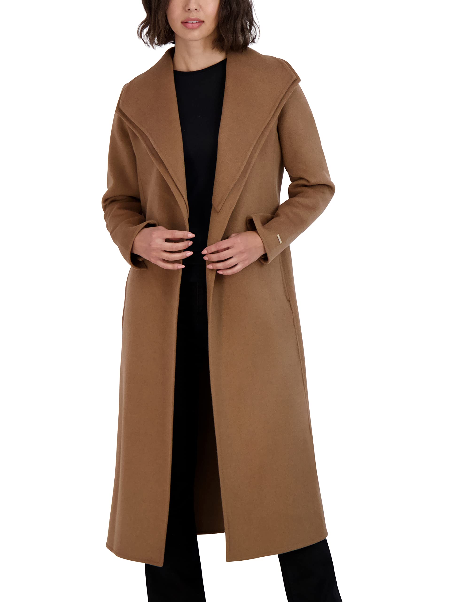 TAHARI Women's Maxi Double Face Wool Blend Wrap Coat