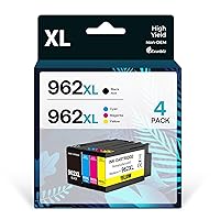 962XL Ink Cartridges Combo Pack Compatible for HP 962 XL Ink High Yield Work with HP OfficeJet Pro 9010 9012 9015 9020 9018 9025 9019Printers (Black Cyan Magenta Yellow, 4 Pack)