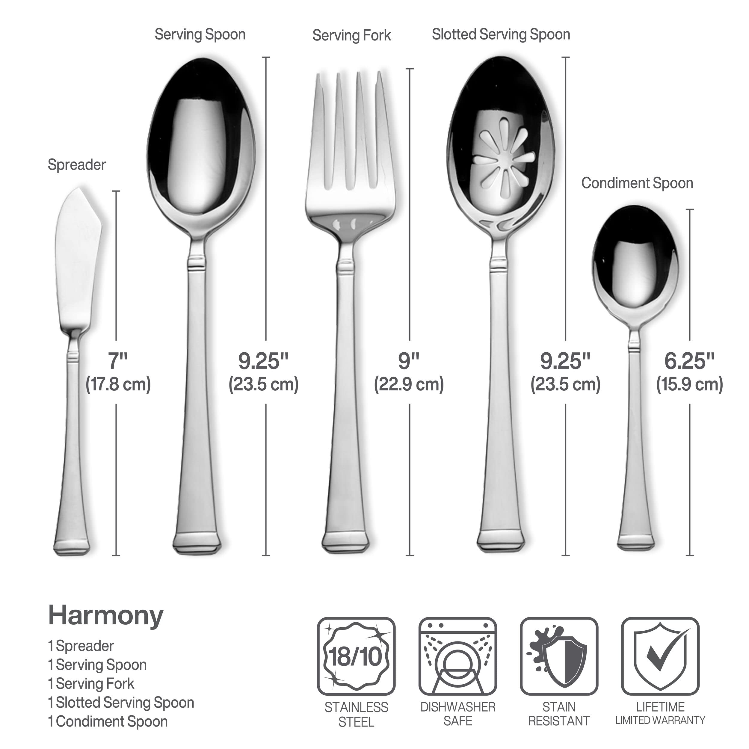 Mikasa Harmony 65 Piece Silverware Set, 18.10 Polished Mirror Stainless Steel, Service for 12 with Set