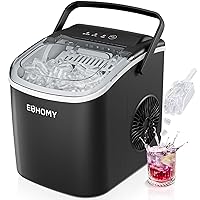 Countertop Ice Maker Machine with Handle, 26lbs in 24Hrs, 9 Ice Cubes Ready in 6 Mins, Auto-Cleaning Portable Ice Maker with Basket and Scoop, for Home/Kitchen/Camping/RV. (Black)