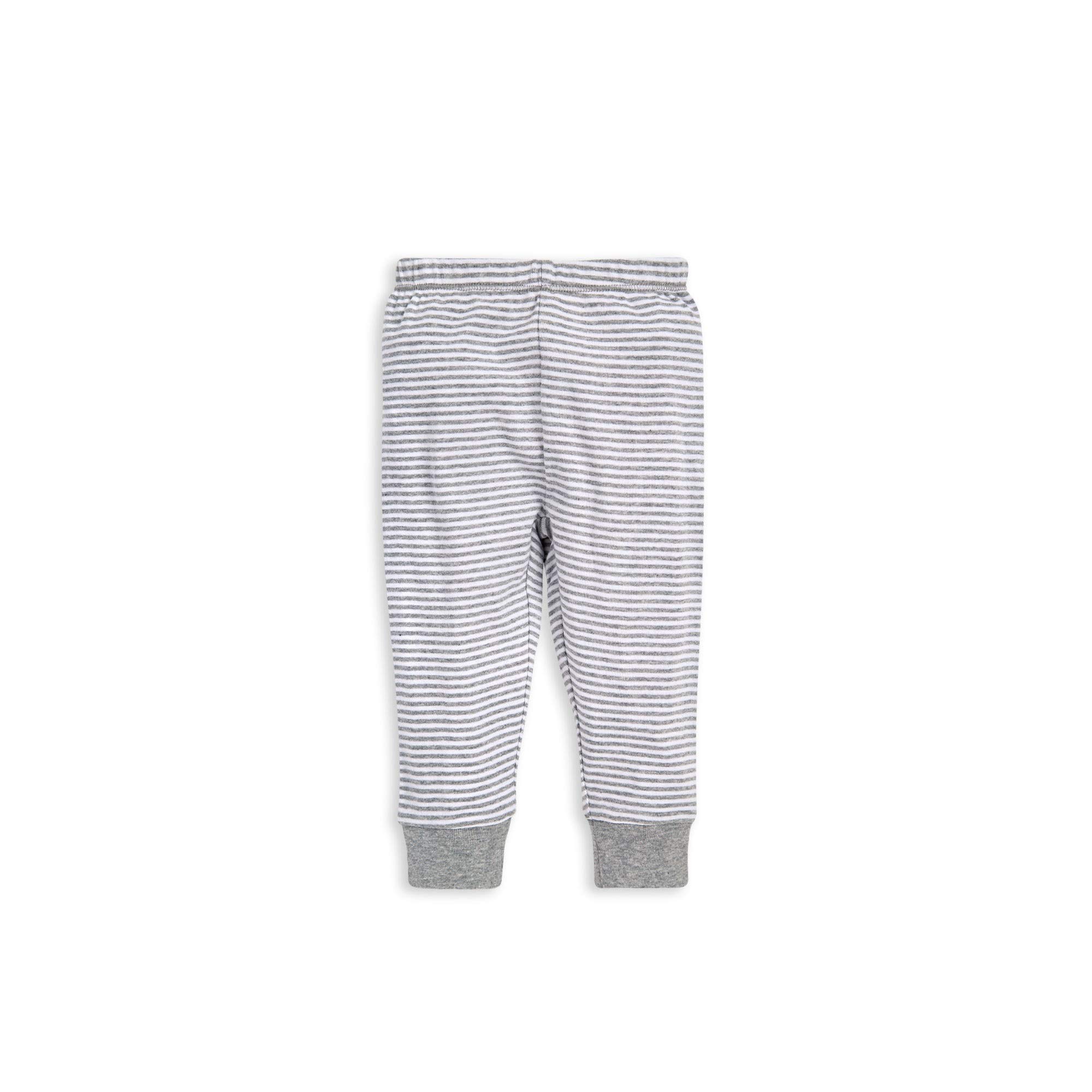 Burt's Bees Baby unisex baby Pants, of 2 Lightweight Knit Infant Bottoms, 100% Organic Cotton and Toddler Layette Set, Grey Solid/Stripes, Newborn US