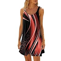 Womens Dresses Summer, Casual Tank Dress Sleeveless Crewneck T Shirt Sundress Flowy Mini Beach Vacation Dresses (3XL, Red)