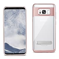 Reiko Samsung Galaxy S8/ SM Transparent Bumper Case With Kickstand And Matte Inner Finish - Clear Rose Gold