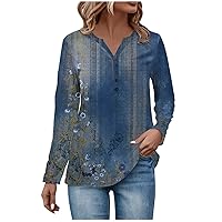Long Sleeve Shirts for Women Fashion Casual Solid Color Chest Panel Ruched Button V Neck Long Top
