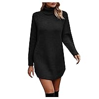 Fall Sweater Dress for Women Winter Autumn Winter Solid Color Round Neck Long Sleeve Loose Sweater Dress