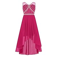 YiZYiF Kids Girl's Glittery Sleeveless High Low Dress Backless Junior Bridesmaid Wedding Party Dresses Ball Gown