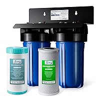 iSpring WGB21BM 2-Stage Whole House Water Filtration System, 10” x 4.5” Carbon Block and Iron & Manganese Reducing Filters, 1