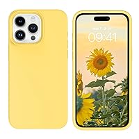 GUAGUA for iPhone 15 Pro Case, Silicone Phone Case for iPhone 15 Pro, Soft Gel Rubber Slim Lightweight Microfiber Lining Cushion Texture Shockproof Protective Case for iPhone 15 Pro 6.1'', Yellow
