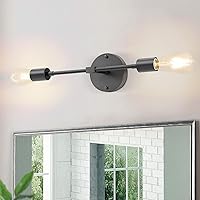 SunRider 2-Light Vanity Lights for Bathroom, Matte Black Industrial Vanity Light Fixtures, Metal Wall Sconces Mid Century Indoor Vintage Wall Mounted Lamp