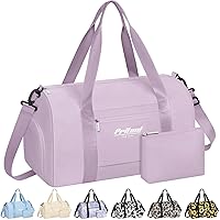 Gym Bag for Women with Shoe Compartment, Sport Gym Tote Bags Waterproof Travel Duffle Carry on Weekender Overnight Bag for Hospital Yoga Beach Maternity Mommy 20inch Light Purple