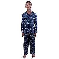 Ultra Game NBA Boys 2-Piece Loose-fit Button Down Pajamas Set (Sizes 4-20)