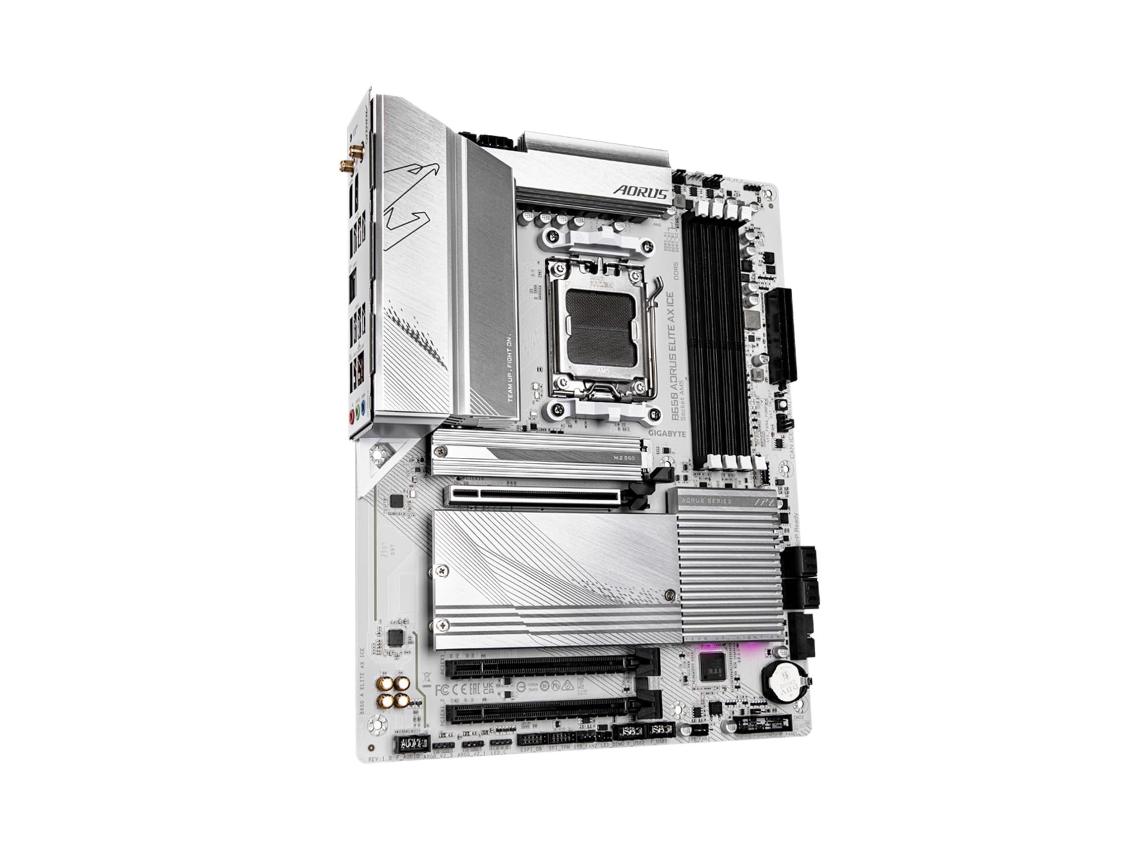 GIGABYTE B650 AORUS Elite AX ICE (AM5/ LGA 1718/ AMD/ B650/ ATX/ 5-Year Warranty/ DDR5/ Triple M.2/ PCIe 5.0/ USB 3.2 Gen2X2 Type-C/WiFi 6E/ 2.5GbE LAN/Snow White/EZ-Latch/Motherboard)
