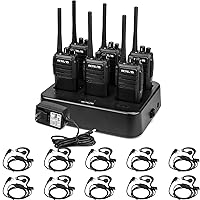 Retevis RT21 Adult Walkie Talkies(6 Pack) with Headsets (10 Pack), 2 Way Radio Hands Free with Six-Way Multi Gang Charger Long Range for Organization Business, C Shape Earhook Walkie Talkie Earpiece