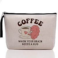 Funny Coffee Gifts Coffee Lovers Gift Ideas Makeup Bag Affirmations Coffee Accessories Gifts Mental Health Cosmetic Bag for Women Girlfriend Zipper Pouch Bag Travel Toiletry Bag for Birthday Christmas