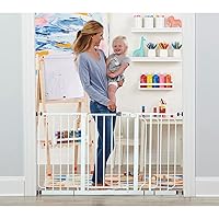 56-Inch Extra WideSpan Walk Through Baby Gate, Includes 4-Inch, 8-Inch and 12-Inch Extension, 8 Piece Set - 4 Pack of Pressure Mounts and 4 Pack of Wall Cups and Mounting Kit, White