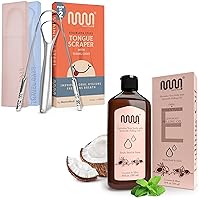MasterMedi Tongue Scraper with Multicolor Cases (2 Pack) and MasterMedi Oil Pulling with Mint and Cocunut