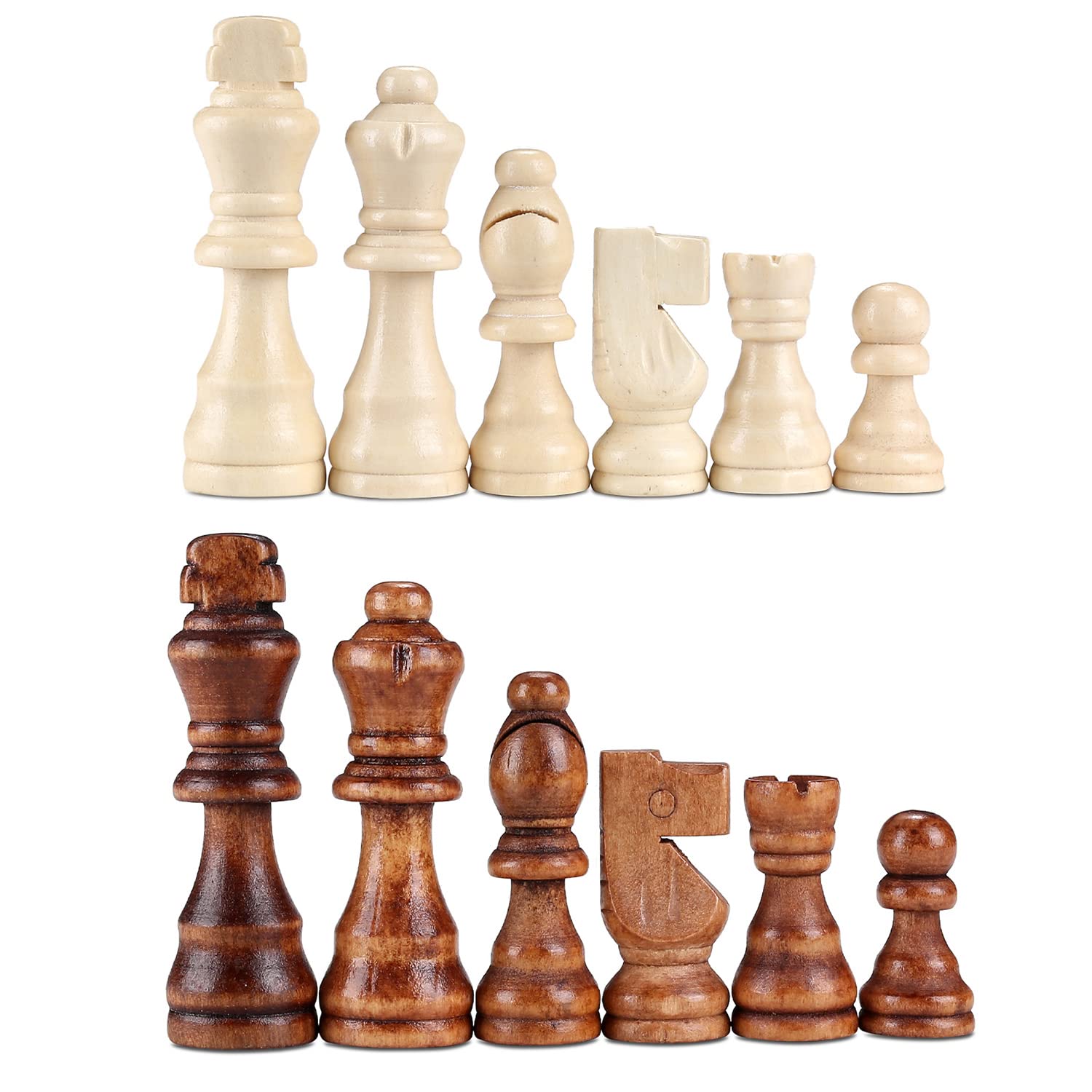 YB-OSANA 62 Pieces Wooden Checker Pieces & Chess Pieces 2 in 1 Chess Game Set Board Games Accessories Classic Wooden Chess Game Set in 2 Styles and 2 Colors