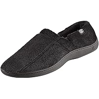 Isotoner Men's Microterry Moccasin Slipper with Memory Foam, Heel Cushion and Versatile Sole