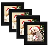 Golden State Art, Smartphone Instagram Frame Collection, Set of 4, 4x4-inch Square Photo Wood Frames, Black