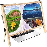 Magnifying Glasses,3D High-Definition Laptop Screen Magnifier, Blu-Ray 3X Magnifying Lens, Portable Amplifier Desktop, Compatible with Laptops,S, Mobile Phones/White