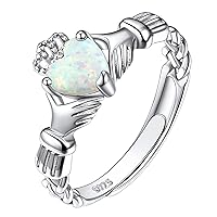925 Sterling Silver Good Luck Celtic Trinity Knot/Claddagh Heart Birthstone Ring, Thin Delicate Adjustable Promise Engagement Ring Irish Jewelry for Women Girls