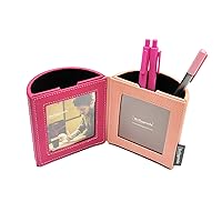 Desk Pen Holder with Photo Frame, Pink Desk Organizer, Christmas Gift for Coworkers, Desk Picture Frame for Office, Pencil Cup for Classroom, New Job Gift for Bestfriend Women (Rose Pink)