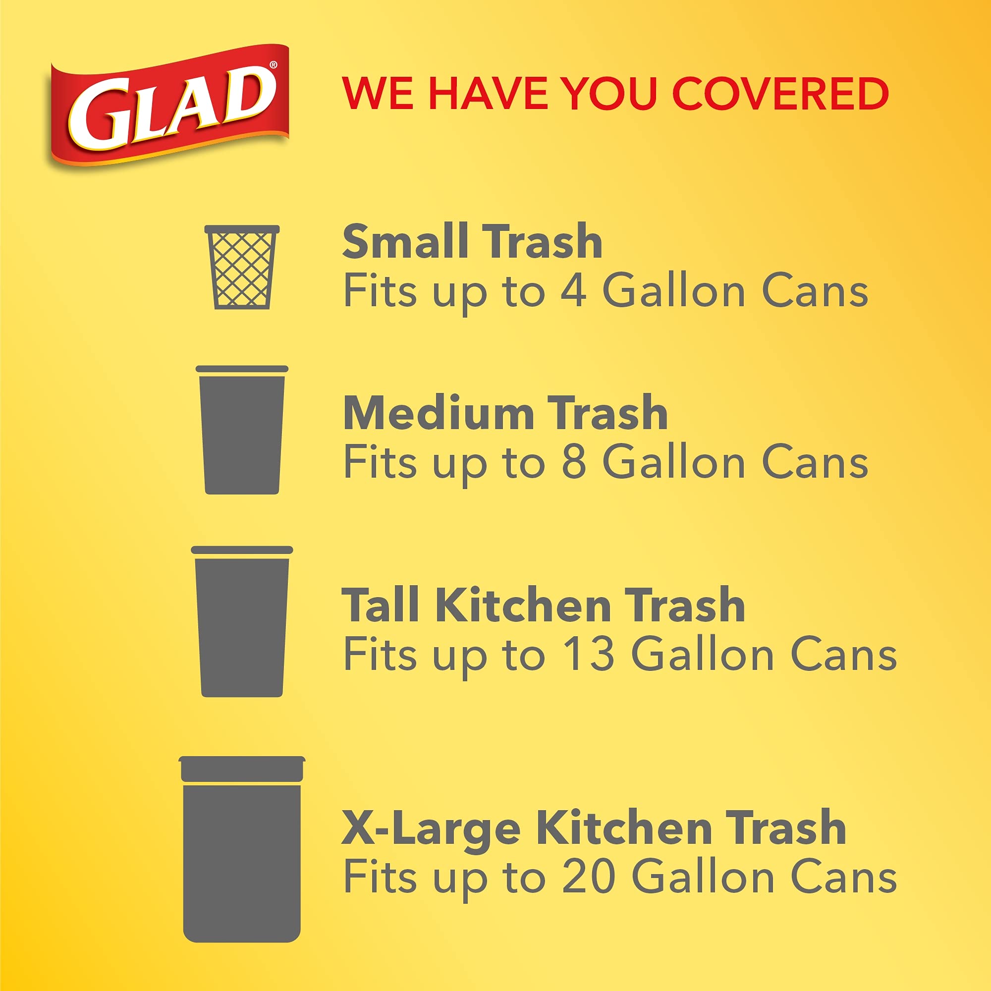 GLAD ForceFlex Tall Kitchen Drawstring Trash Bags, 13 Gallon Grey Trash Bag for Kitchen Trash Can, Odor Shield, Odor Eliminator and Leak Protection, 110 Count