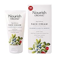 Nourish Organic | Age Defense Face Cream - Bilberry & Arctic Berries | GMO-Free, Cruelty Free, Fragrance Free (1.7oz)