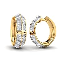 Yellow Gold Plated Round Cubic Zirconia Small Hoop Earrings For Women Girls