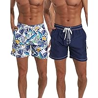 TELALEO 3/2 Pack Mens Swim Trunks Quick Dry Swimming Board Shorts with Mesh Lining 6