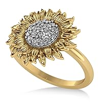 Allurez 18k Gold (0.19ct) Diamond Sunflower Fashion Ring
