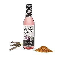 Collins Lavender Syrup - Lavender Simple Syrup Real Sugar Cocktail Syrups - Soda Water Flavors and Cocktail Mixers - 12.7oz Set of 1