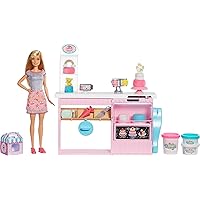 Barbie Cake Decorating Playset with Blonde Doll, Baking Island with Oven, Molding Dough & Toy Cake-Making Pieces