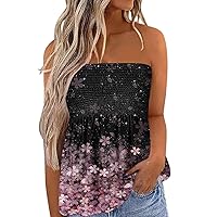 Tube Tops for Women Summer Casual Y2K Strapless Bandeau Tanks Backless Shirts Sleeveless Blouse Sexy Crop Top