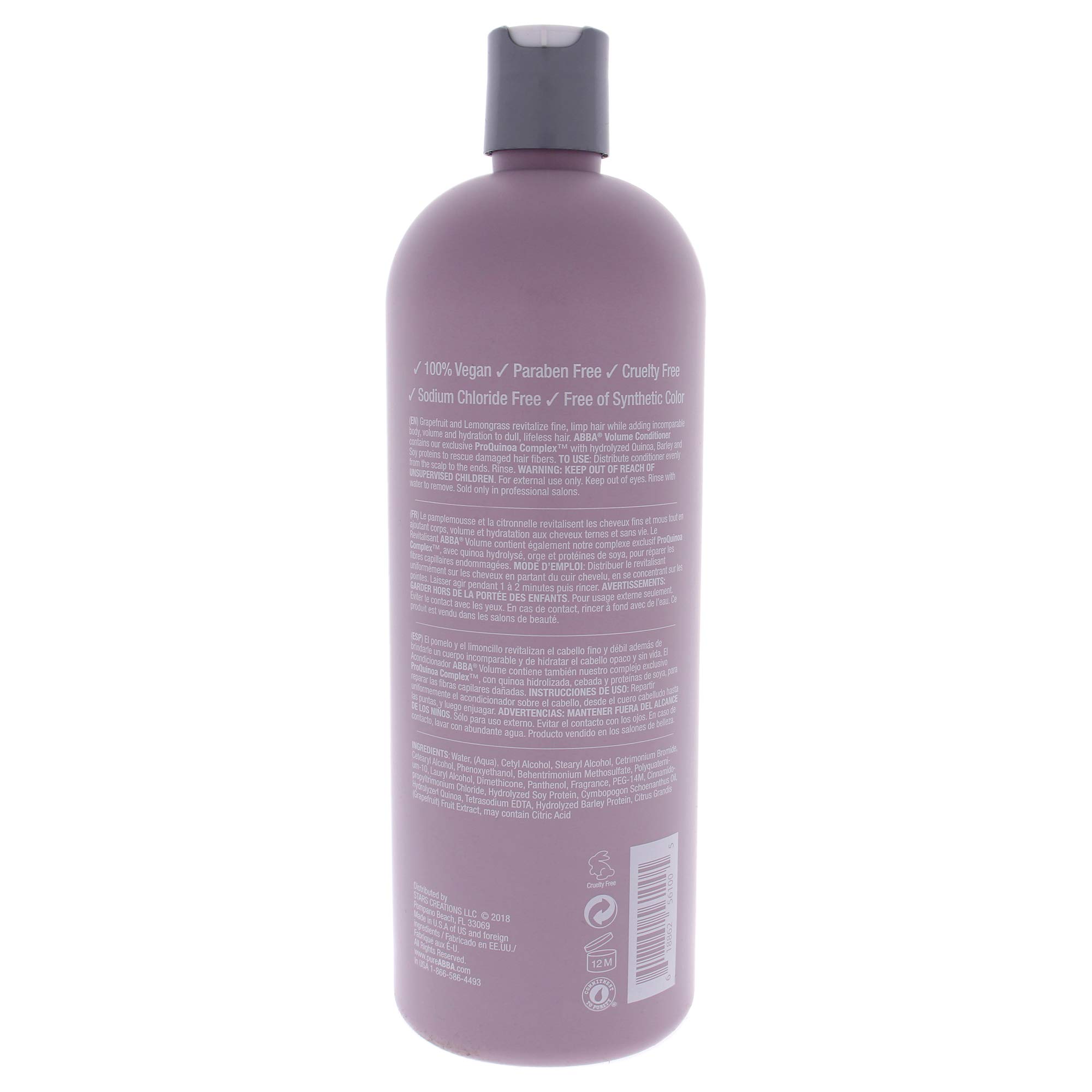 ABBA Volumizing Conditioner, GrapeFruit & LemonGrass, 32 Fl Oz