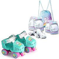 SULIFEEL Kids Adjustable Beginner Roller Skates for Gilrs and Boys Age 2-5 Years Old Unicorn Green