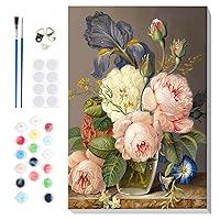 VINDIJA Paint by Numbers Kit for Adults Kids Beginner, Flowers Adults' Paint by Number Kits on Canvas Framed, Color by Numbers for Adults, Arts Crafts Kits for Girls Ages 8-12 Adults, 8x12in
