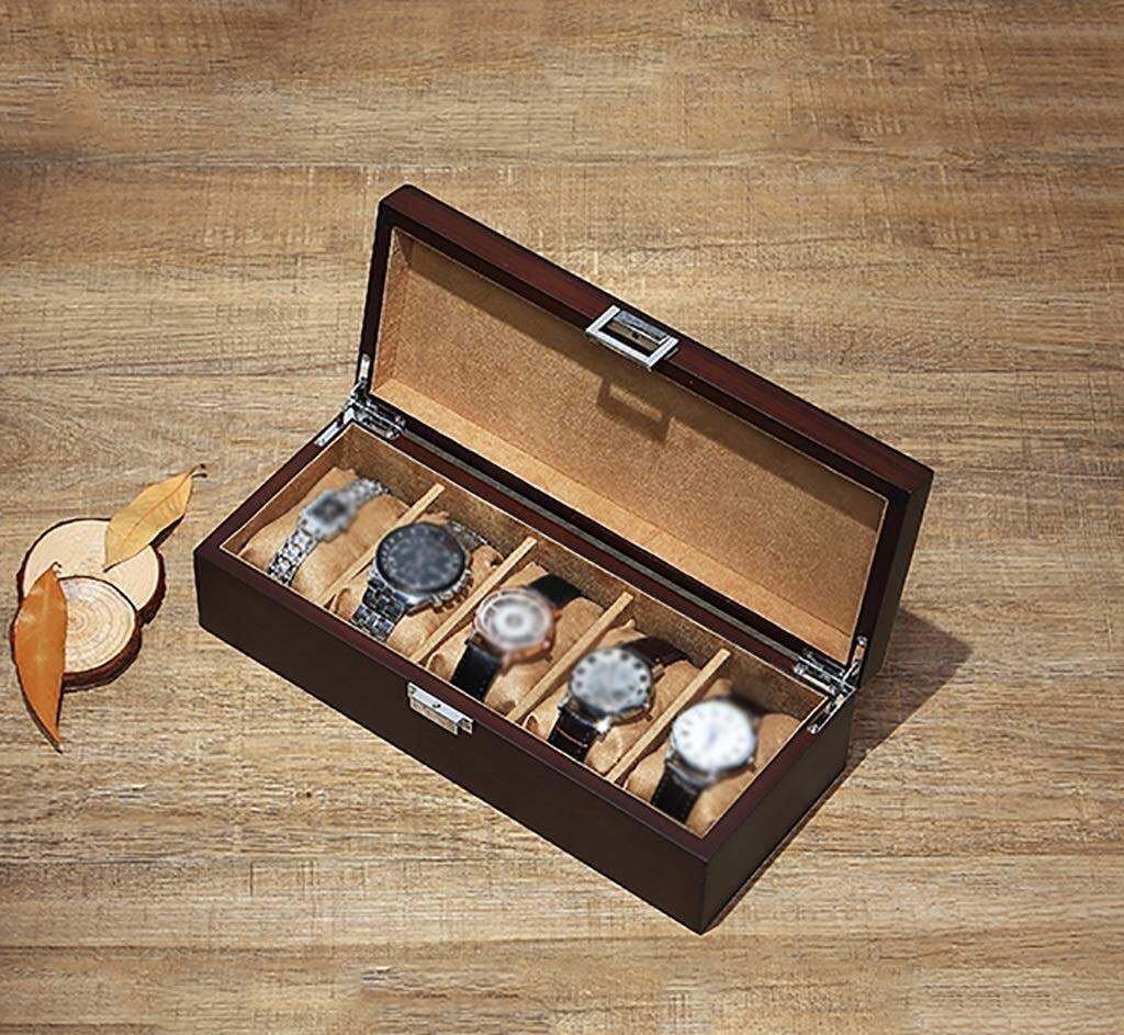TYXL 5-Slot Watch Box European Watch Storage Box Wooden Watch and Jewelry Display Men and Women Wooden Watch Box Vintage Jewelry Storage Box