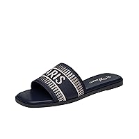 Athlefit Summer Black Flat Sandals for Women Comfortable Slip On Slide Sandals 2024 Fashion