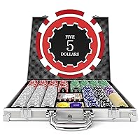 Casino Poker Set with Numbered Chips 500-Piece for Card Board Game, 11.5 Gram with Playing Cards Waterproof for Texas Hold'em, Blackjack Gambling, Card Club or Late Night Poker Games