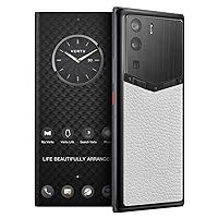 METAVERTU Web 3.0 Calfskin 5G Phone, Unlocked Android Smartphone, Secure Encrypted, Double OS, 64MP Camera, 144Hz AMOLED Curved Display, Dual SIM, Fast Charge (Full Leather, White, 12G+512G)