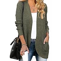 Womens Long Sleeve Open Front Cardigans Chunky Knit Draped Sweaters Outwear