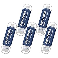 INLAND Micro Center Super Speed 5 Pack 64GB Type C and Type A 2-in-1 Dual USB 3.0 Flash Drive OTG USB Drives Thumb Drive Memory Storage Stick for Android Smartphone Computers MacBook Tablets PC, Blue