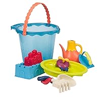 B. toys- Shore Thing Large Beach Bucket- Water & Sand Playset- 11 Funky Sand Toys for Kids- 18 months +