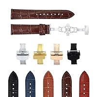 10-22-24mm Leather Watch Band Strap Compatible with Patek Philippe Deployment Clasp