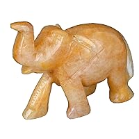 GEMHUB Traditional Approximately 225.00 Ct Jade Yellow Elephant Statues Wealth Lucky Figurines Home Decor Housewarming DE-225