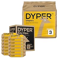 DYPER Size 3 Viscose from Bamboo Baby Diapers and 99% Water Wipes Bundle