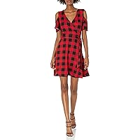 Star Vixen Women's Cutout Cold Shoulder Short Sleeve Faux Wrap Dress